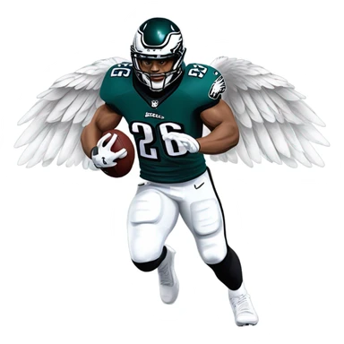 Philadelphia Eagles running back Saquon Barkley number 26 with the eagle wings sticker