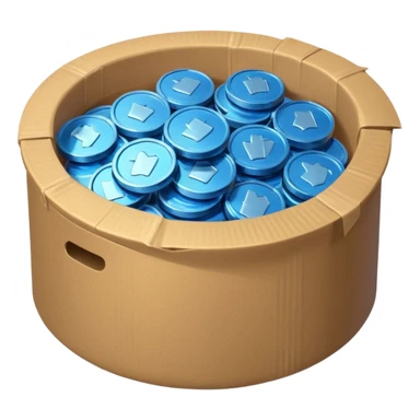 blue coins credit in a package sticker