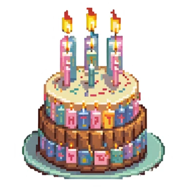 dangao Chinese birthday cake with candles, pastel colors sticker