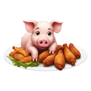 Pig eating chicken wings  sticker