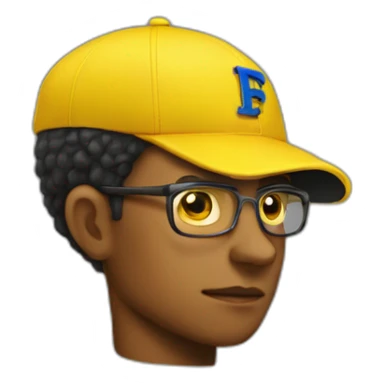 man with yellow "FBI" letters on his cap sticker