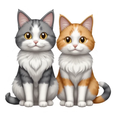 a realistic looking very fluffy grey and white cat with grey legs and white paws, sitting next to another cat sticker