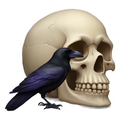 a raven sits on a skull sticker