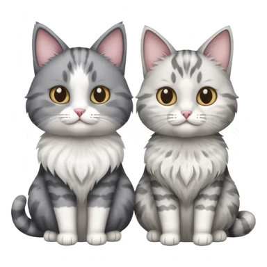 a very fluffy grey and white cat sitting next to another cat sticker