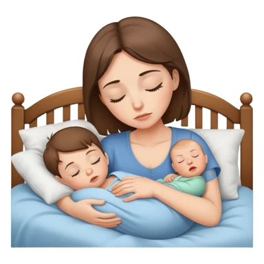 Light brunette tired mom forcing baby boy to go to sleep sticker