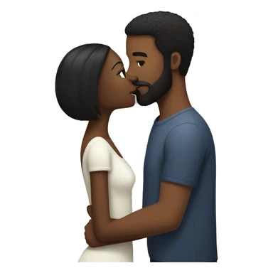 Black girl with long black straight hair and earrings kissing bearded white man with short dark hair  sticker