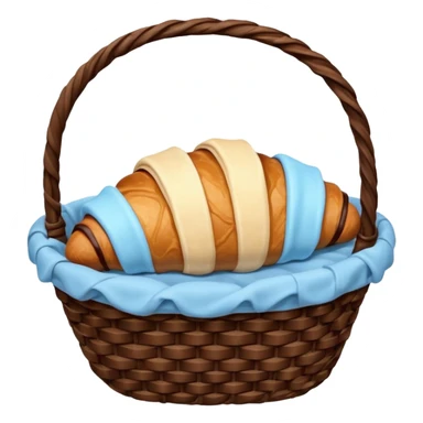 Croissant with poured chocolate in a pale blue wicker basket sticker