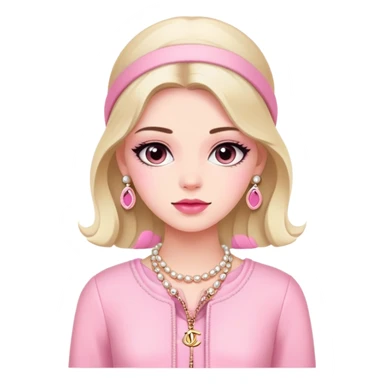 girl wearing pink Chanel-style outfit sticker