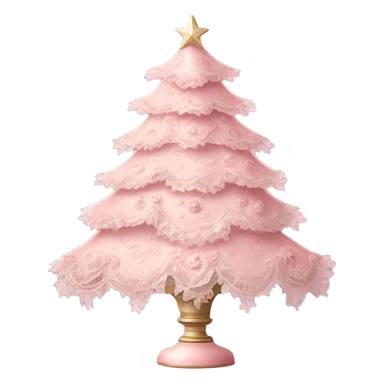 vintage rococo light pink christmas tree with lace and frills sticker