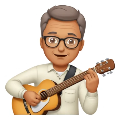 middle-aged man in glasses, musician, instrument, guitar, piano, violin, performance, music, playing, melody, talent, sound, notes, skilled, artist, creativity sticker