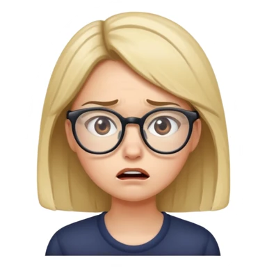 a young lady going crazy not having any work... wearing glasses sticker