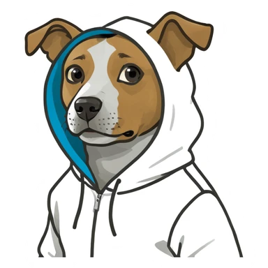 Dog wearing a hoodie  sticker
