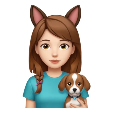 White girl with straight brown hair name is Valentina put dog ears on her and make he rlike like a bith but still not ugly just the dog prt of it and also have a shirt that says siri on it sticker