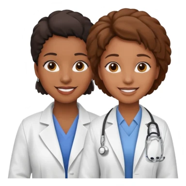 black female doctor and white technician sticker
