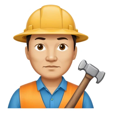 photorealistic kazakh worker middle age with 
hammer sticker