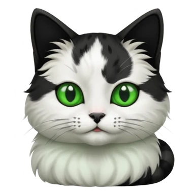 black and white cat with black spot on head and green eyes sticker