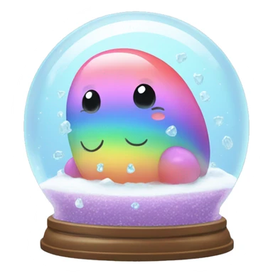 Kawaii rainbow pastel bedazzled bean with big butt in an under the sea snow globe  sticker
