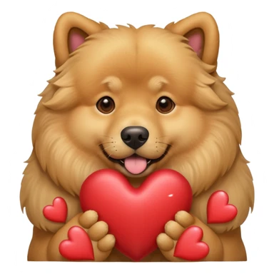Golden Retriever/Chow Chow mix holding a large heart in its mouth (modeled after the dog image attached) sticker