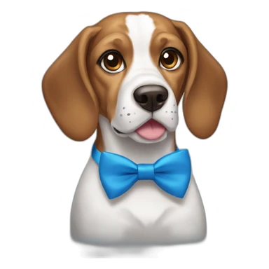 Brown and white Beagle dog with blue bowtie sticker