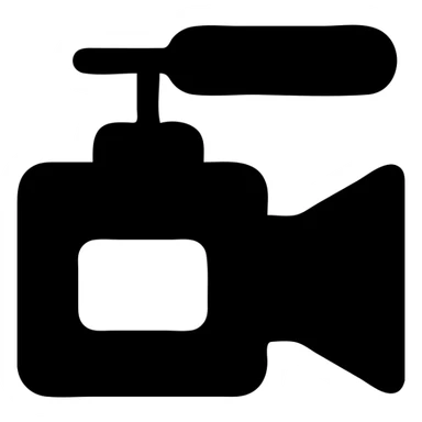 A Sony video camera in a black filled icon style, with a microphone. sticker