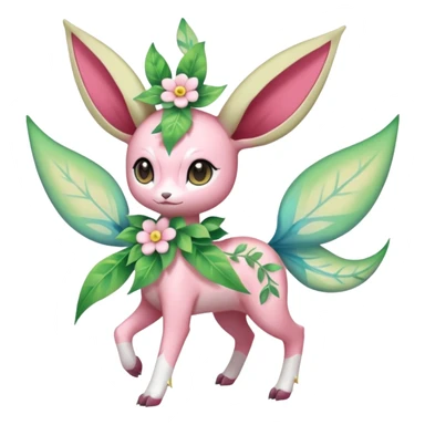 Rosy floral romantic cute Ivy-Sylveon-Celebi-Leafeon-Pokémon-Digimon-Fakémon-hybrid-fusion-creature sticker