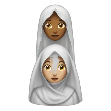 veiled woman with two kids sticker