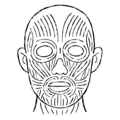 face with skin removed, showing muscle structure sticker