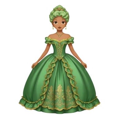 model wearing a green rococo gown sticker