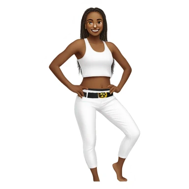 capoeira girl tank top belt white pants sticker
