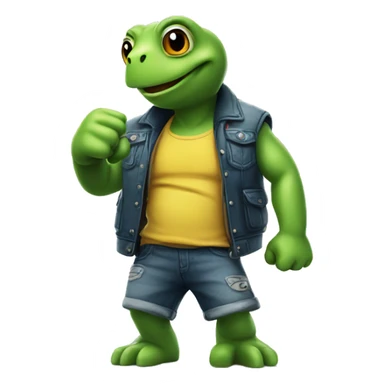 Dj turtle thums up sticker