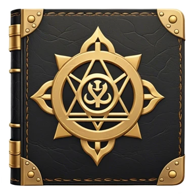 A black and gold book with an aged leather texture, embossed with an alchemical symbol, a compass, or a forging hammer, exuding wisdom, mastery, and the relentless pursuit of greatness. - book on mastery  sticker