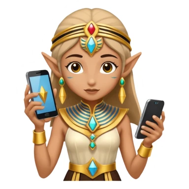 elf with egypt custome dress and smartphone sticker