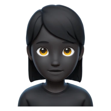 Minimalist 3D avatar, smooth matte plastic texture, soft cinematic lighting. The entire figure is completely black and matte. Remove the eyes and brooches. sticker