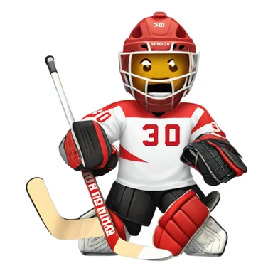 Hockey goalie with number 30 on his jersey sticker