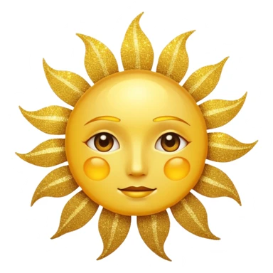 sun in 2d golden glitter in colour without face sticker