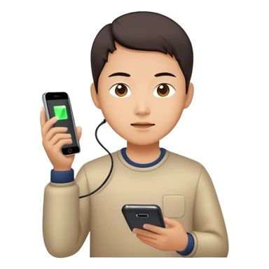 Chinese using a charging phone sticker