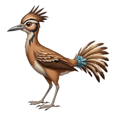 realistic roadrunner bird, skinny tail pointed down, realistic colors sticker