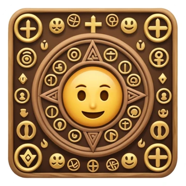 the words 'Rune souk' in an emoji style, surrounded by ancient mystical symbols sticker