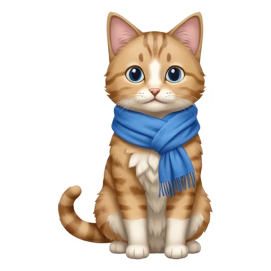 Cat wear a blue scarf, full body sticker
