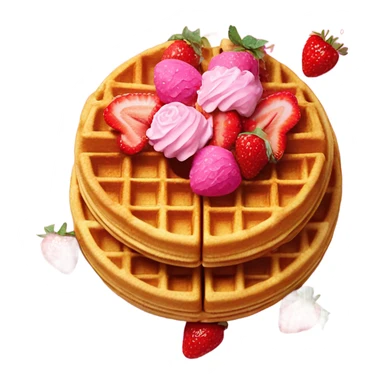 waffles with hot pink syrup and roses and strawberries with glitter   sticker