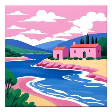 Matisse slop style pink SPAM art landscape sticker