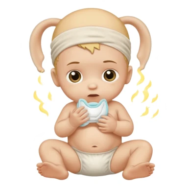 Newborn baby with a dirty diaper sticker