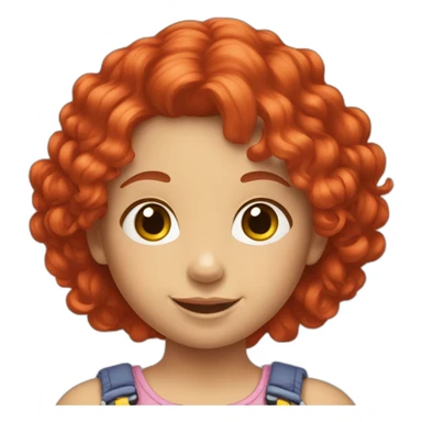 cheerful little girl with red hair and a doll sticker