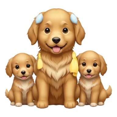 golden dog with its puppies sticker