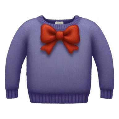Knit sweater with bow glitter design sticker