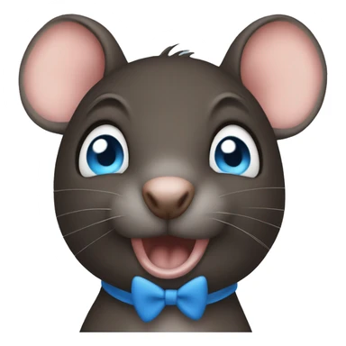 dark brown rat with blue eyes take a kiss sticker