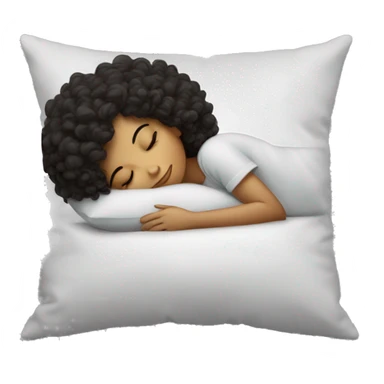 Sleeping girl on pillow dark curly hair sticker