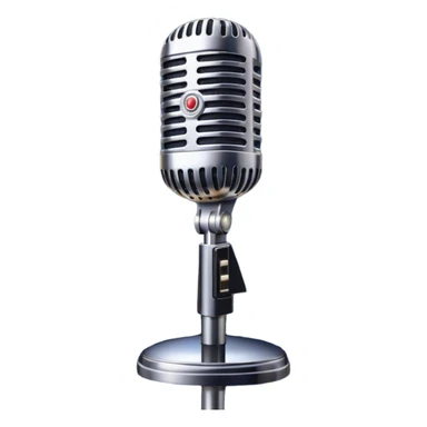 Create a dynamic and atmospheric emoji representing jazz vocal performance. The design should feature a classic, vintage microphone surrounded by flowing musical notes and soft, swirling sound waves to capture the smooth, improvisational essence of jazz. The microphone should have an old-school chrome finish, with subtle highlights that suggest its iconic, timeless quality. Include a background hint of a dimly lit jazz club or smoky stage to set the mood. Use deep, moody colors like midnight blue, gold, and black to evoke the intimate, soulful vibe of jazz vocals. The background should be transparent. sticker