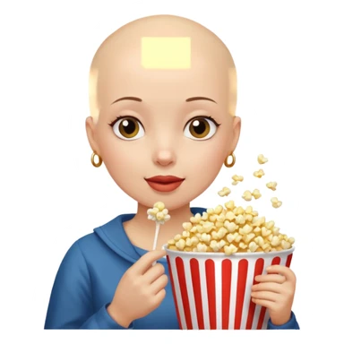 Bald girl eating popcorn sticker