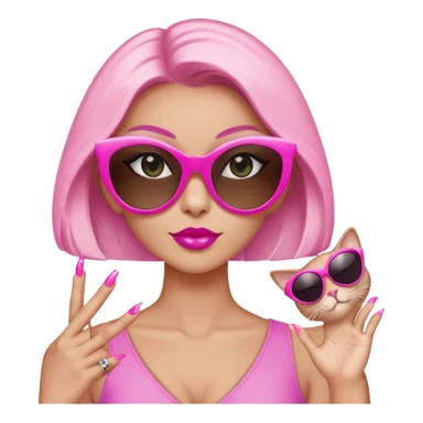 Shreveport with cat eye sunglasses and pink long nails sticker